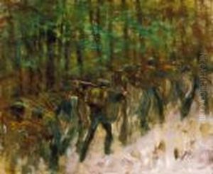 Soldiers In Winter Forest, 1914-18 by Laszlo Mednyanszky