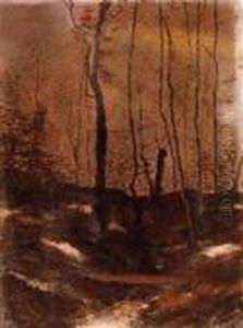 Forest Brook With A Footbridge by Laszlo Mednyanszky