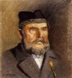 Old Man In Skullcap With A Pipe