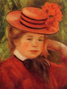 Young Girl In A Red Hat by Pierre Auguste Renoir