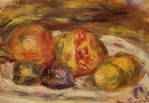 Still Life Pomegranate Figs And Apples by Pierre Auguste Renoir