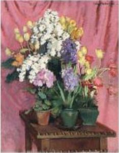 Harbingers Of Spring: Tulips, Lilac, Hyacinths And Primroses by Jozef Mehoffer