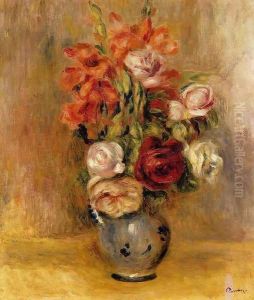 Vase Of Gladiolas And Roses by Pierre Auguste Renoir
