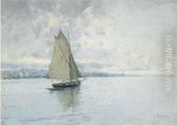 Marina Con Barco (seascape With Sailing Boat) - view 1