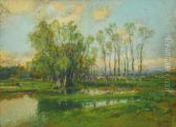 Paisaje Con Rio Y Pueblo - view 1
