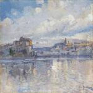 Paisaje Costero Con Ciudad Al Fondo