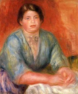 Seated Woman In A Blue Dress by Pierre Auguste Renoir