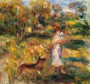 Woman In Blue And Zaza In A Landscape Woman In Blue And Zaza In A Landscape