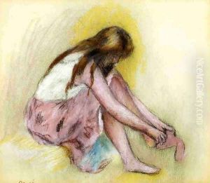 Young Girl Slipping On Her Stockings by Pierre Auguste Renoir