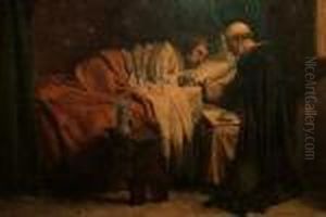 "a Monk Ministering A Dying Man" by Jean-Louis-Ernest Meissonier