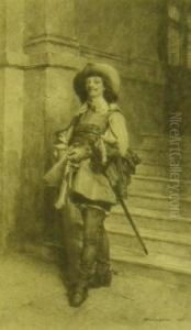 Acavalier By The Entrance To A Grand Hall by Jean-Louis-Ernest Meissonier