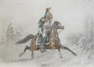 An Officer On His Charger by Jean-Louis-Ernest Meissonier