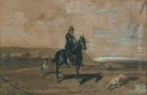 Portrait De Lord Granville Chassant A Cheval by Jean-Louis-Ernest Meissonier