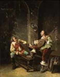 Scene De Taverne. by Jean-Louis-Ernest Meissonier