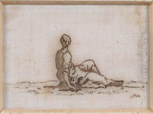 A Woman Reclining In A Landscape by Jean-Louis-Ernest Meissonier
