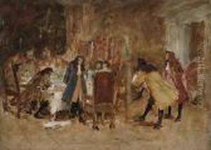 A Study Of Figures Banqueting by Jean-Louis-Ernest Meissonier