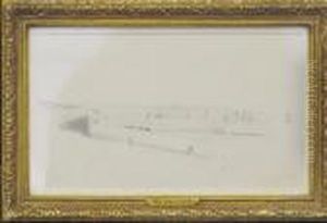 Seascape With Fishing Boats And Shipping In Harbor