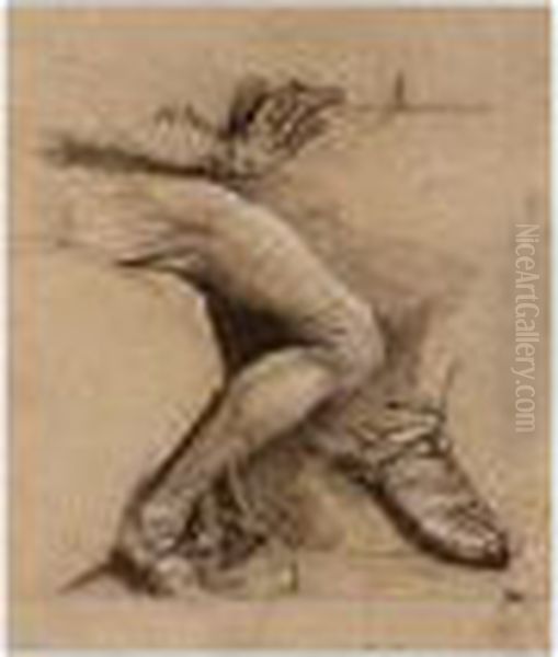 Study Of A Man's Leg And Another Of A Foot - view 1