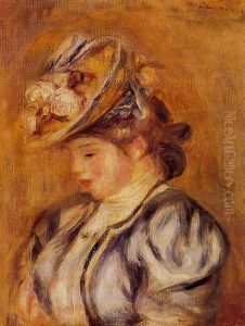 Girl In A Flowery Hat by Pierre Auguste Renoir