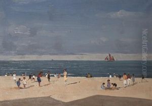 Figures On Gorleston Beach Under Summer Skies Figures On Gorleston Beach Under Summer Skies