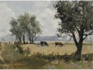 Three Cows In A Pasture by Campbell A. Mellon