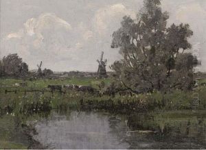 Windmills In A Landscape by Campbell A. Mellon