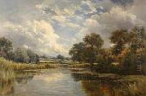 A River Scene With Waterlilies