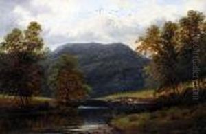 View Of A Welsh River Valley, And Another Similar With Cattle Watering