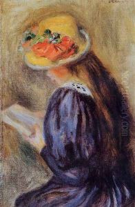 The Little Reader Aka Little Girl In Blue by Pierre Auguste Renoir