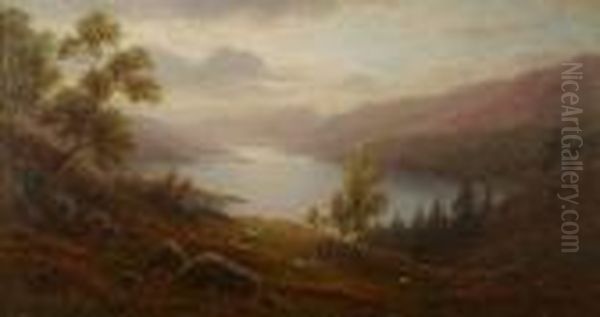 Lake District Lake Scene With Sheep On The Hills - view 1
