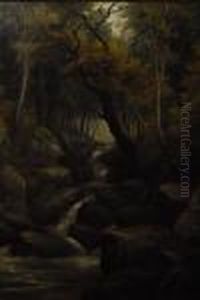 Rocky River Rapids, In Autumn Woodland by William Mellor