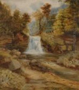 River Landscapes With Waterfalls by William Mellor