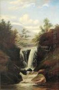 A View Of A Waterfall by William Mellor
