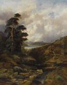 A Rushing Gorge In The Highlands by William Mellor