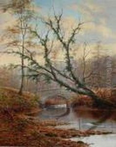 River Landscape With Bridge by William Mellor