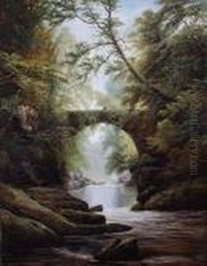 A View Of A Bridgeover A Rocky River Gorge A View Of A Bridgeover A Rocky River Gorge
