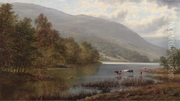 Cattle Watering In A River Landscape - view 1