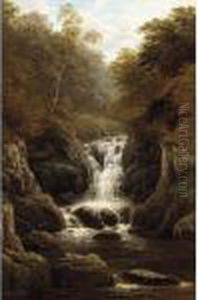 Waterfall In The Wood by William Mellor