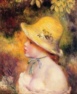Young Girl In A Straw Hat2 by Pierre Auguste Renoir