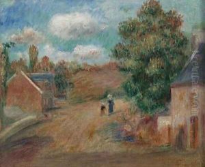 Entree de village avec femme et enfant