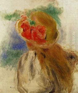 Young Girl In A Flowered Hat by Pierre Auguste Renoir