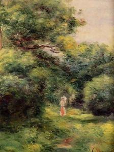 Lane In The Woods Woman With A Child In Her Arms