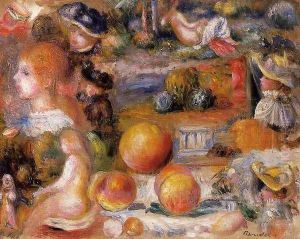 Studies Womans Heads Nudes Landscapes And Peaches by Pierre Auguste Renoir