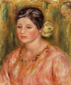 Head Of A Young Girl In Red by Pierre Auguste Renoir