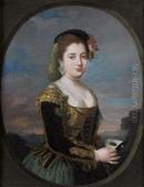 Portrait Presume De La Marquise De Llano Dans Un Ovale Peint - view 1