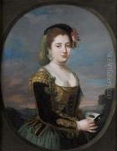 Portrait Presume De La Marquise De Llano Dans Un Ovale Peint