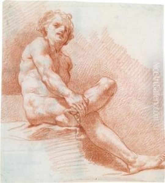 A Nude Study Of A Seated Man - view 1