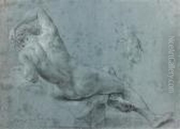 Etude De Nu Pour Un Dieu-fleuve
Crayon Noir Et Rehauts De Craie Blanche Sur Papier Bleu - view 1