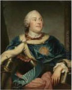 Portrait Of The Elector 
Friedrich Christian Of Saxony, Threequarter Length, Wearing Armour And A
 Blue Ermine-lined Cape Withthe Cross Of Malta
