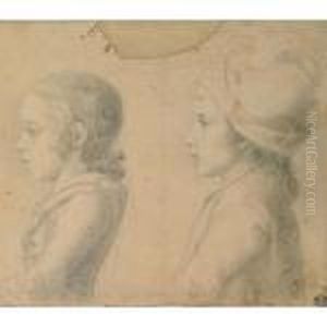 Due Ritratti Di Una Fanciulla E Un Fanciullo Quasi A Mezzo Busto, Visti Di Profilo